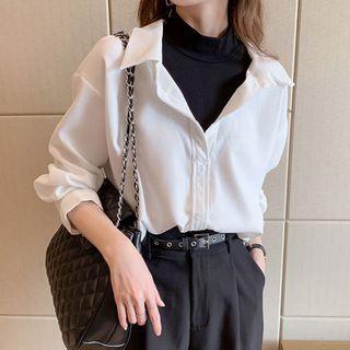 Mock Two-piece Open-collar Shirt