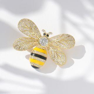 Cz Bee Brooch 001 - Bee - Gold - One Size