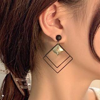 Square Alloy Dangle Earring 1 Pair - Black - One Size