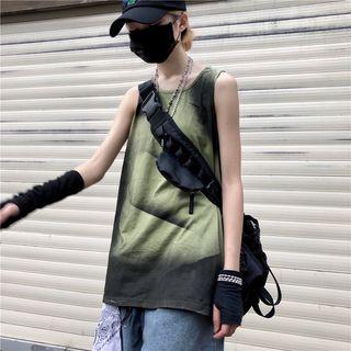 Sleeveless Tie Dye T-shirt Green - One Size