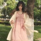 3/4-sleeve Plain Long Cardigan