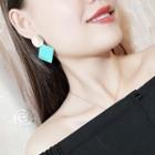 Metal Disc Color Square Earring