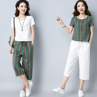 Set: Short Sleeve T-shirt + Cropped Pants