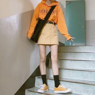 Lettering Hoodie / Mini A-line Skirt