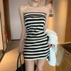 Striped Bodycon Tube Dress As Shown In Figure - One Size