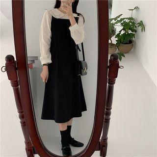 Long-sleeve Blouse / Midi A-line Jumper Dress / Set