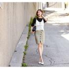 Buttoned Pencil Skirt With Sash