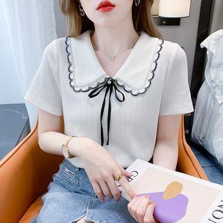 Short-sleeve Scallop Collar T-shirt