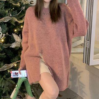 Slit-hem Sweater Light Purple - One Size