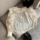 Ruffled Ruched Satin Blouse