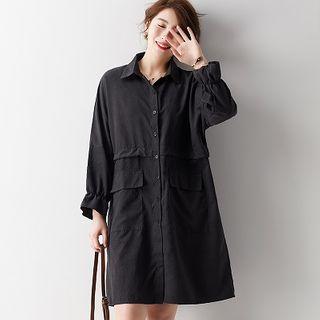 Flared-sleeve Shirtdress