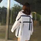 Long-sleeve Contrast Strap Long Shirt