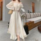 Off-shoulder Top / Midi A-line Skirt