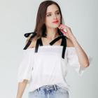 Bow Open Shoulder Short-sleeve Top