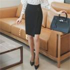 Buckled-front Wrap Skirt