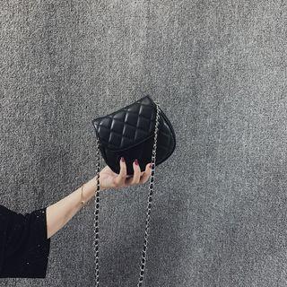 Quilted Faux Leather Saddle Bag