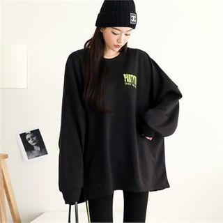 Letter-printed Napped Oversized Sweatshirt