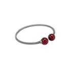 925 Sterling Silver Fashion Simple Geometric Red Imitation Pearl Bangle Silver - One Size