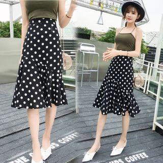 High Waist Dotted A-line Skirt