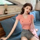 Strawberry Printed Short-sleeve Slim-fit Top