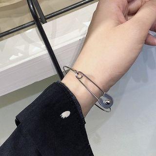 Stainless Steel Safety Pin Bangle Silver - One Size