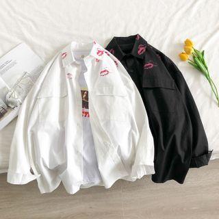 Lips Printed Long-sleeve Shirt