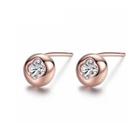 Sterling Silver Plated Rose Gold Fashion Simple Four-leaf Clover Geometric Round Cubic Zirconia Stud Earrings Rose Gold - One Size