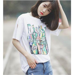 Printed Ripped Short-sleeve T-shirt