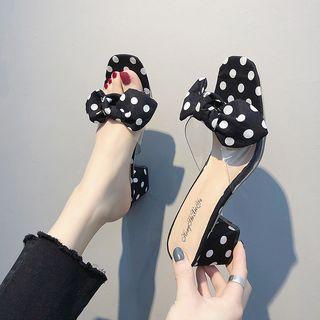 Polka Dot Bow Block Heel Slide Sandals