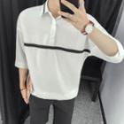 3/4-sleeve Striped Trim Polo Shirt