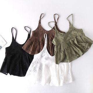 Spaghetti Strap Lace Peplum Top