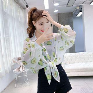 Avocado Print Chiffon Blouse