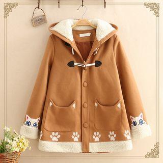 Printed Hooded Single-breasted Coat