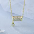 925 Sterling Silver Rhinestone Necklace X117 - Gold - One Size