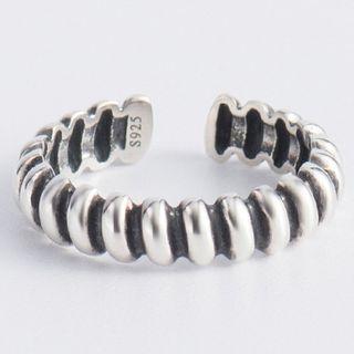 925 Sterling Silver Ribbed Open Ring S925 Sterling Silver - Black & Silver - One Size