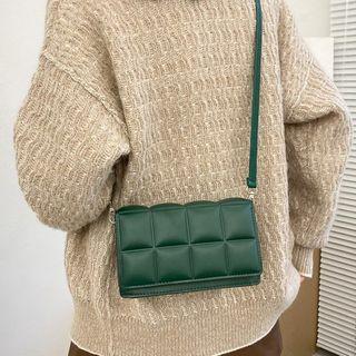 Faux Leather Padded Flap Crossbody Bag
