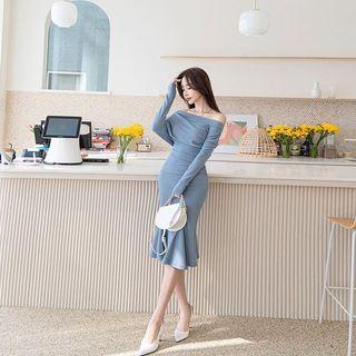 Off-shoulder Shirred Dress