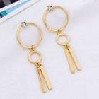 Rhinestone Alloy Hoop & Bar Fringed Earring Gold - One Size