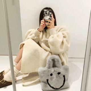 Round-neck Faux-fur Pullover Dress