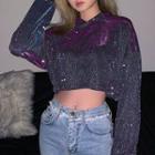 Glitter Long-sleeve Crop Top