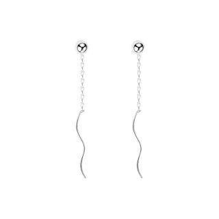 Wavy Sterling Silver Dangle Earring 1 Pair - Silver - One Size