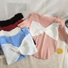 Asymmetrical Colorblock Twisted Crop Top In 5 Colors