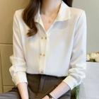 Long-sleeve Double Breasted Button Chiffon Shirt