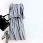 Drawstring-waist Sheath Dress