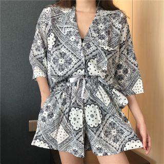 Set: Print Loose-fit Jacket + Shorts