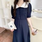 Peter Pan Collar Ruffle Trim Dress