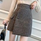 High-waist Check Mini Pencil Skirt