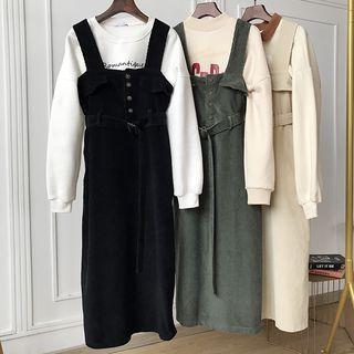 A-line Midi Corduroy Pinafore Dress