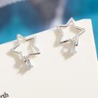 Rhinestone Star Ear Stud 1 Pair - Silver - One Size