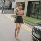 Band-waist Metallic-button Shorts